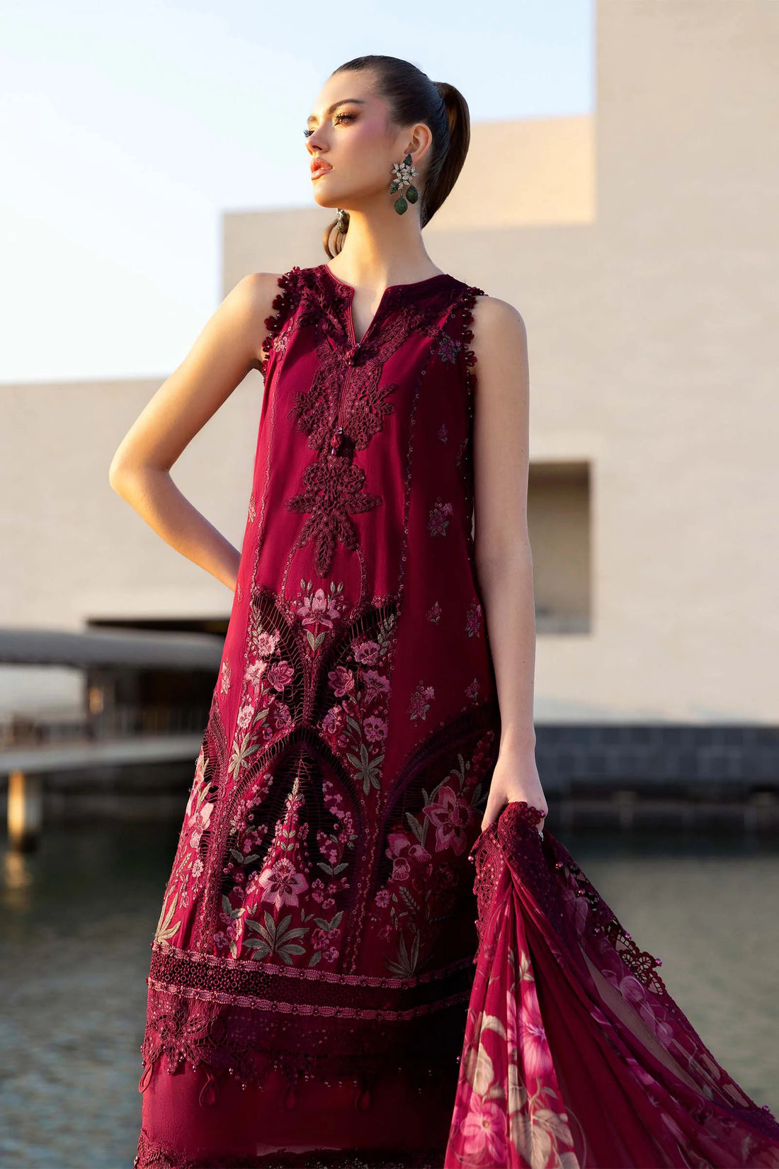 3 Piece Unstitched Embroidered Lawn Suit
