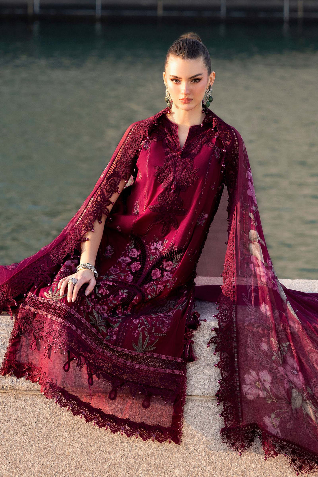 3 Piece Unstitched Embroidered Lawn Suit
