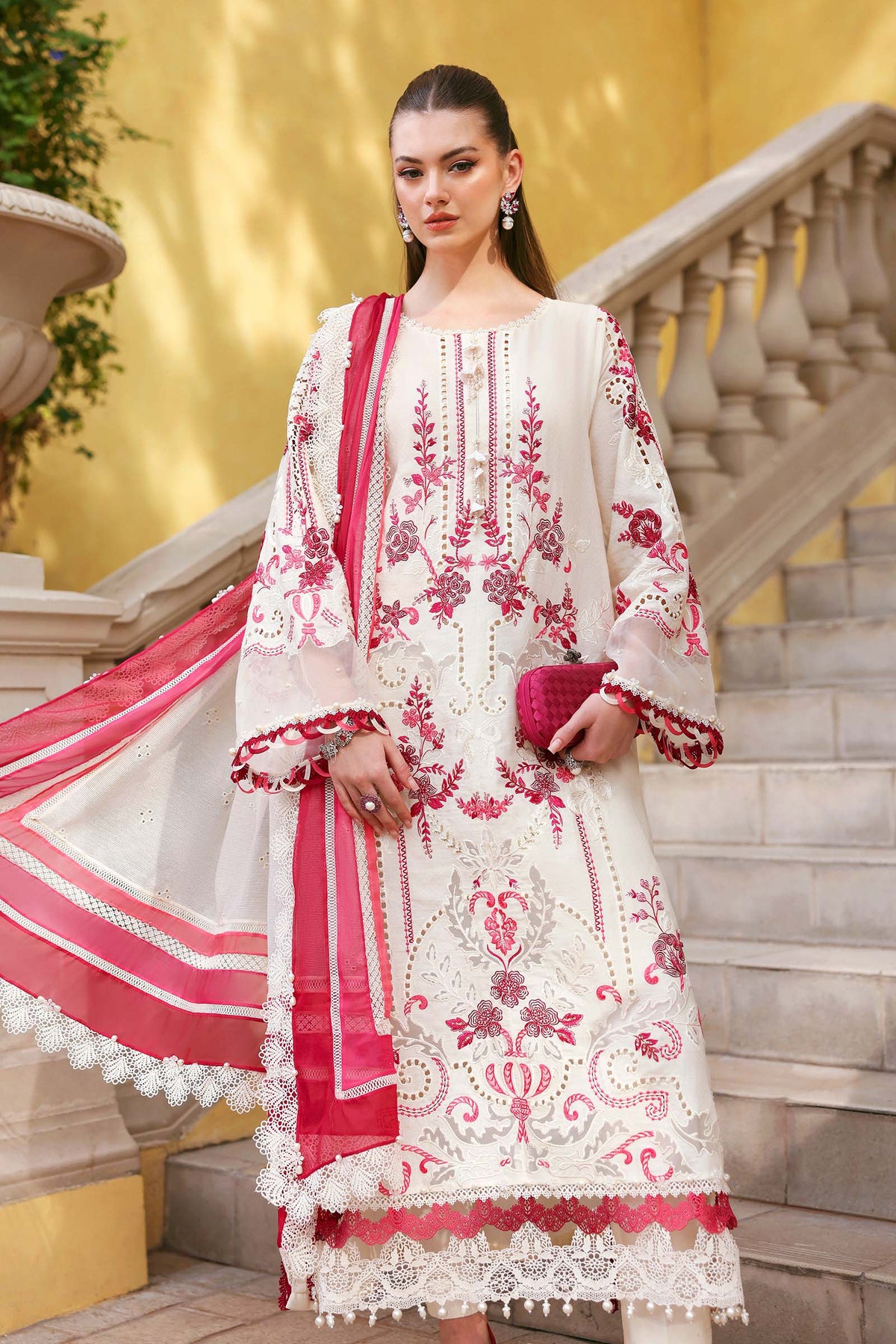 3 Piece Unstitched Embroidered Jacquard Lawn Suit