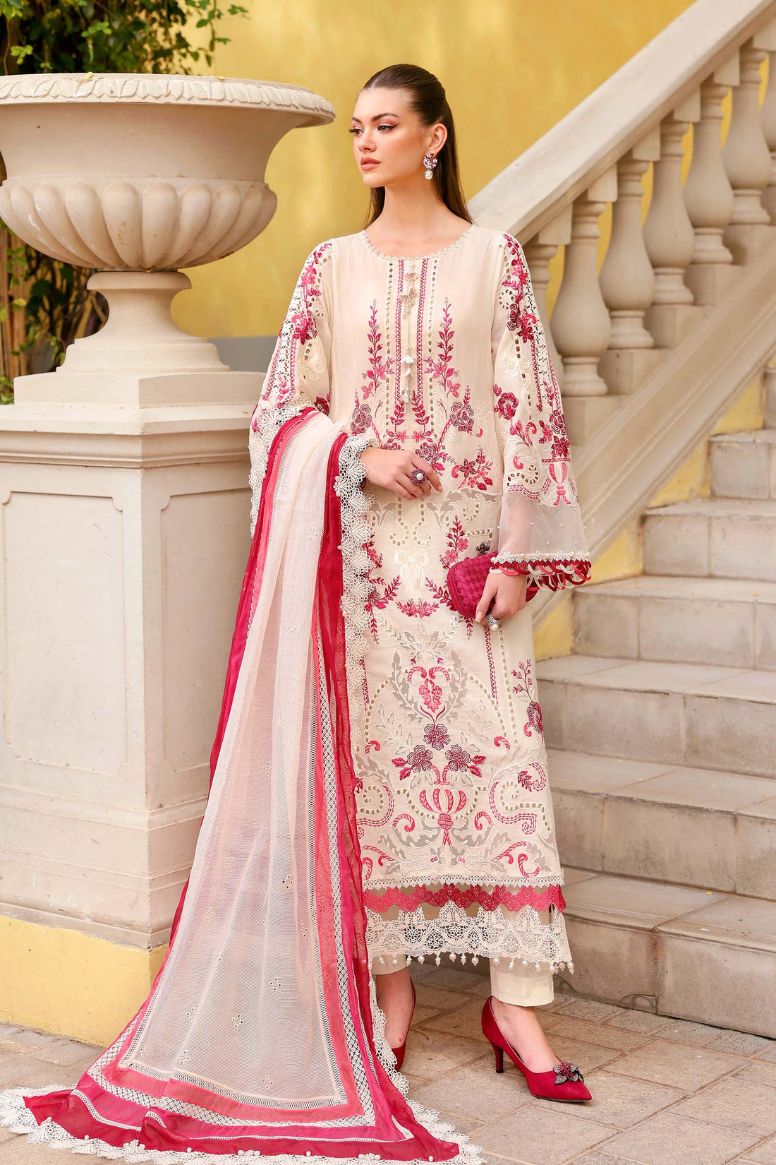 3 Piece Unstitched Embroidered Jacquard Lawn Suit