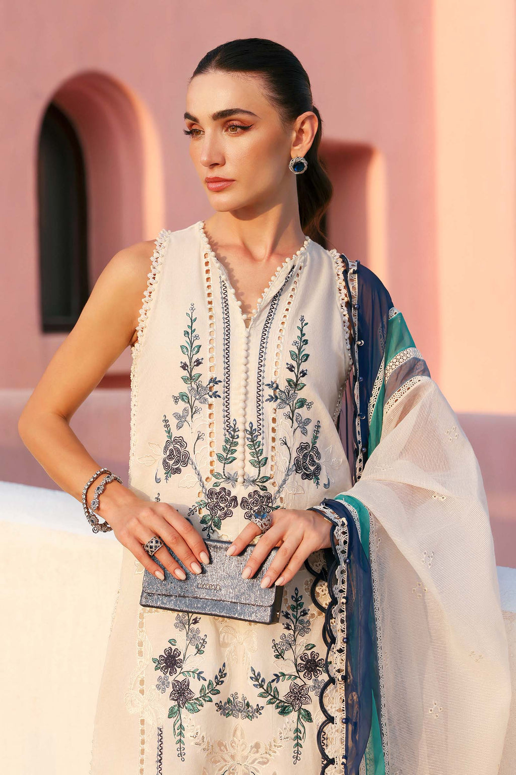 3 Piece Unstitched Embroidered Jacquard Lawn Suit